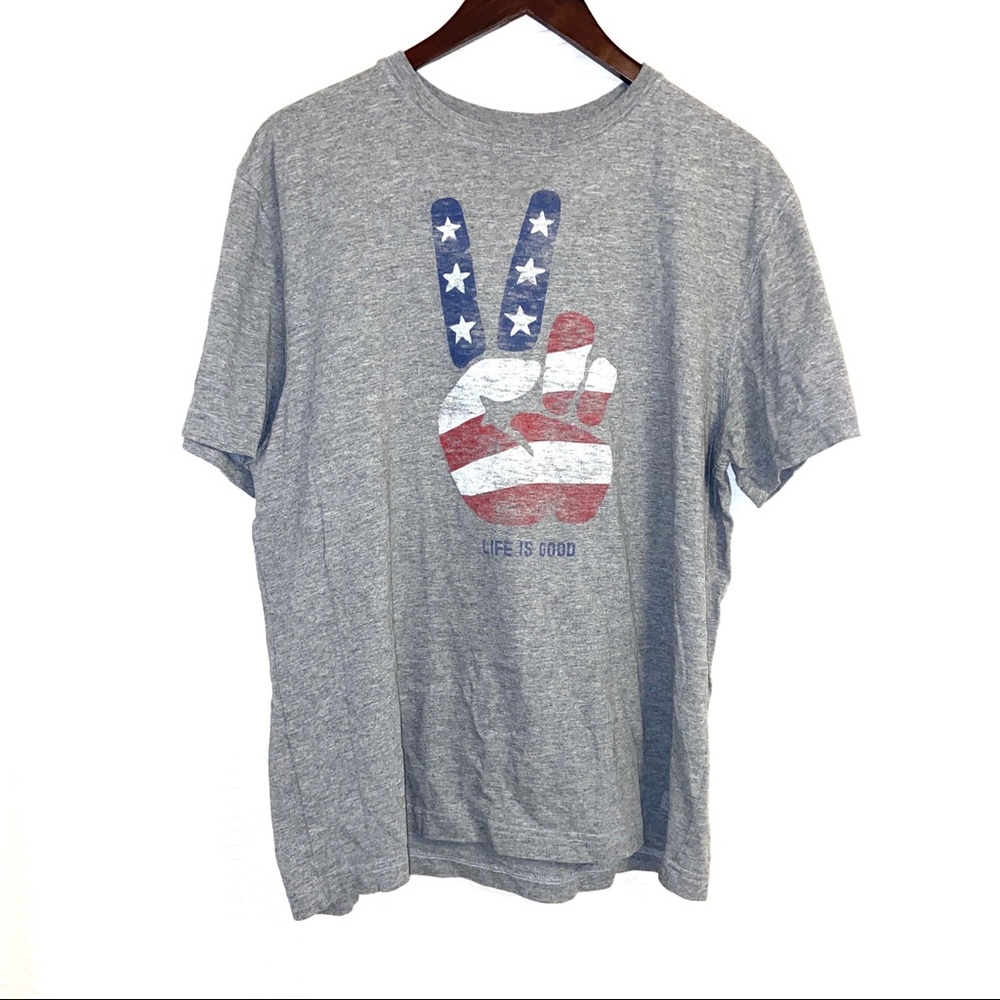 Life is good American peace sign t shirt